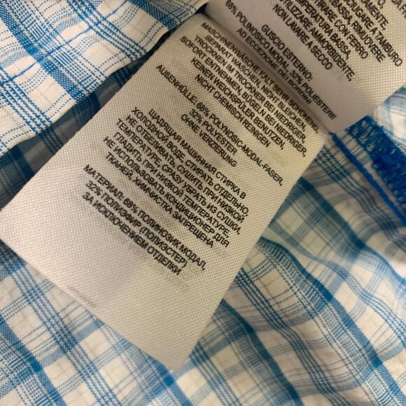 Columbia Shirt Men Large Blue White Gingham Short Sleeve Check Collar Button Up - Picture 10 of 12